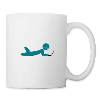A programmer using a laptop - Mug - white - Right