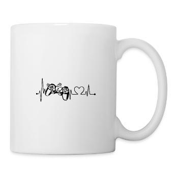 Herzlinie / Herzschlag - Gamecontroller schwarz - Tasse - Weiß - Rechts