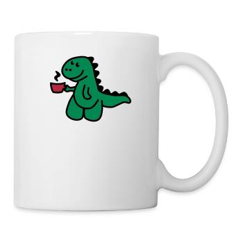 T-Rex liebt seinen Kaffee - Tasse - Weiß - Rechts