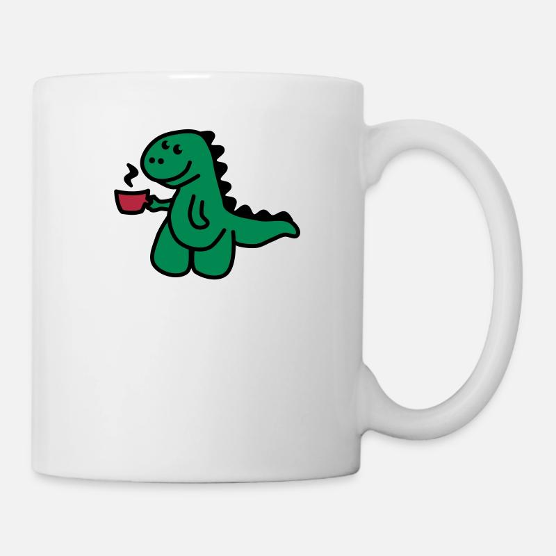T-Rex liebt seinen Kaffee - Tasse - Weiß