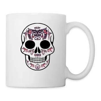 Azteken Schädel Totenkopf Tattoos Tattoo Geschenk - Tasse - Weiß - Rechts