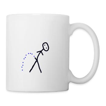 Stick man peeing - Mug - white - Right