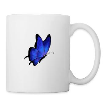 Schmetterling Blau - Tasse - Weiß - Rechts