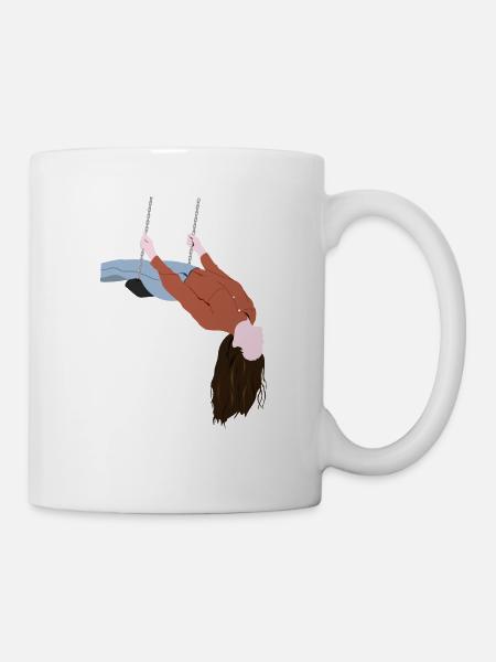 Girl on swing girl - Mug - white