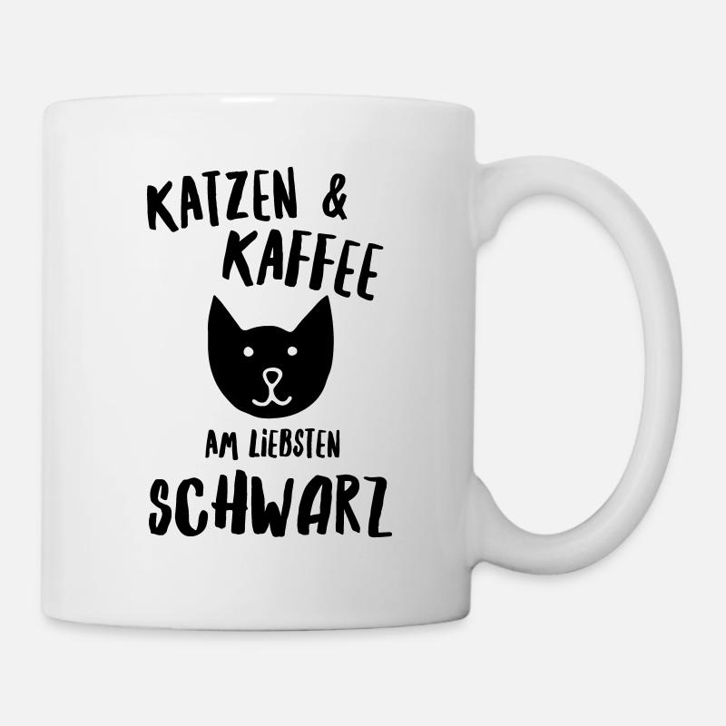 Katzen und Kaffee schwarz - Tasse - Weiß