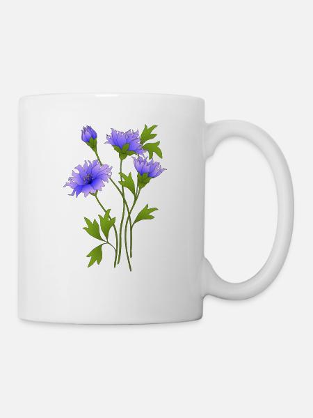 Blaue blumen - Tasse - Weiß