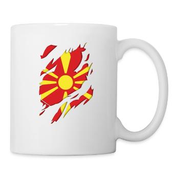 Nordmazedonien Mazedonien Flagge zerrissenes Motiv - Tasse - Weiß - Rechts