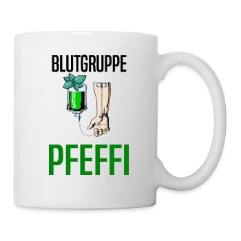 Blutgruppe Pfeffi - Suff Saufen Pfefferminzlikör - Tasse - Weiß - Rechts