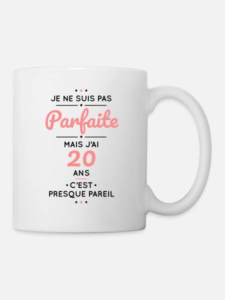 Anniversaire 20 ans - Pas parfaite mais 20 ans - Mug blanc - blanc