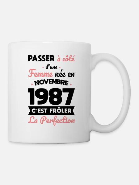 Anniversaire 35 ans - Née en Novembre 1987 - Mug blanc - blanc