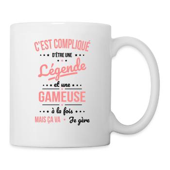 Compliqué d'être une légende et une gameuse - Mug blanc - blanc - Droite