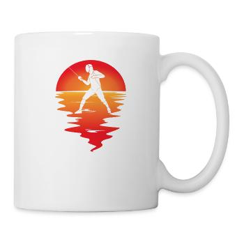 Fencing épée fencing retro sunset fencer - Mug - white - Right