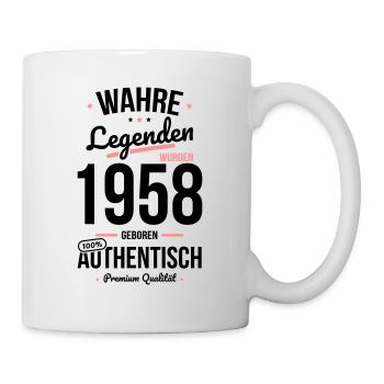 65. Geburtstag - Legenden wurden 1958 - Tasse - Weiß - Rechts