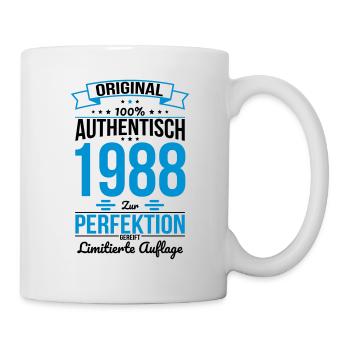 35. Geburtstag - Original 1988 100% Authentisch - Tasse - Weiß - Rechts