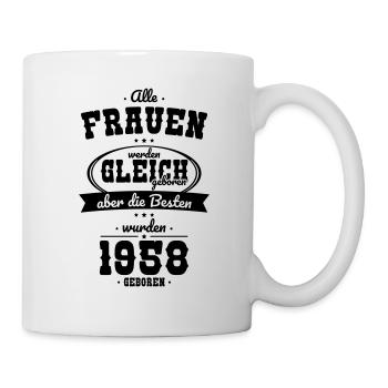 65. Geburtstag - Die Besten wurden 1958 geboren - Tasse - Weiß - Rechts