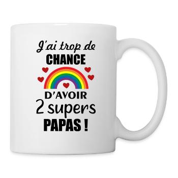 J'ai trop de chance d'avoir 2 supers papas - Mug blanc - blanc - Droite