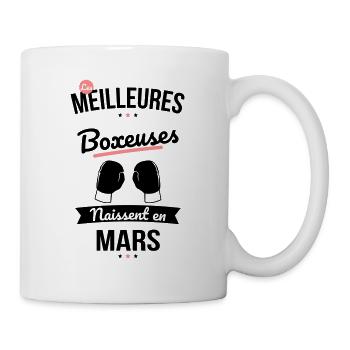 Les meilleures boxeuses naissent en Mars - Mug blanc - blanc - Droite