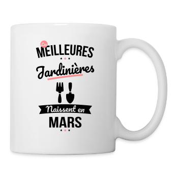 Les meilleures jardinières naissent en Mars - Mug blanc - blanc - Droite