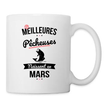 Les meilleures pêcheuses naissent en Mars - Mug blanc - blanc - Droite