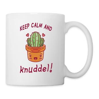 Kaktus Humor Keep Calm And Knuddel Geschenkidee - Tasse - Weiß - Rechts