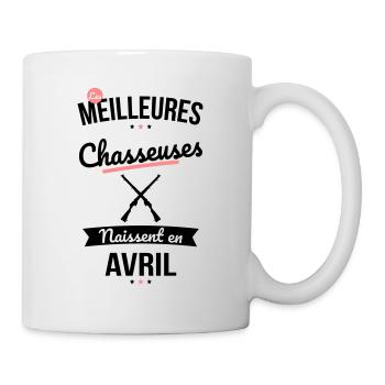 Les meilleures chasseuses naissent en Avril - Mug blanc - blanc - Droite
