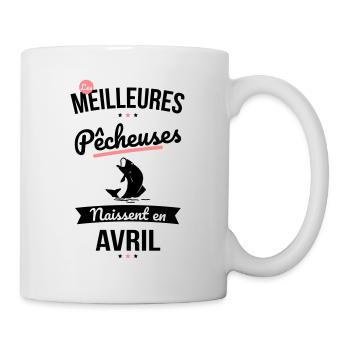 Les meilleures pêcheuses naissent en Avril - Mug blanc - blanc - Droite