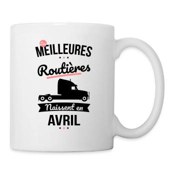 Les meilleures routières naissent en Avril - Mug blanc - blanc - Droite