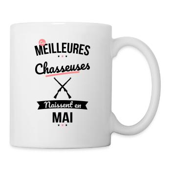 Les meilleures chasseuses naissent en Mai - Mug blanc - blanc - Droite