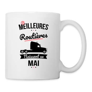 Les meilleures routières naissent en Mai - Mug blanc - blanc - Droite
