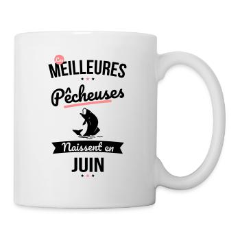 Les meilleures pêcheuses naissent en Juin - Mug blanc - blanc - Droite