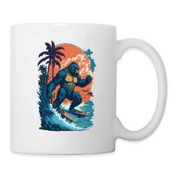 Surf Gorilla: L’illustration de la vague rétro - Mug blanc - blanc - Droite