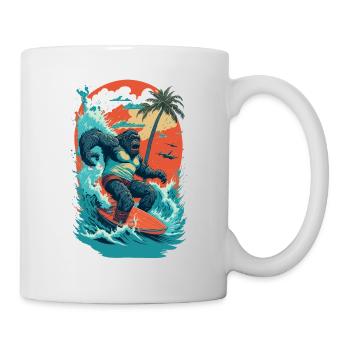 Surf Gorilla: L’illustration de la vague rétro - Mug blanc - blanc - Droite