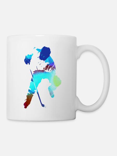 Eishockey, Hockey, Graffi, bunt - Tasse - Weiß