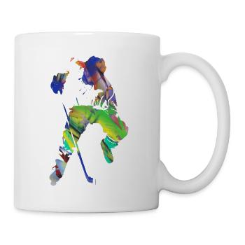 Eishockey, Hockey, Graffi, bunt - Tasse - Weiß - Rechts