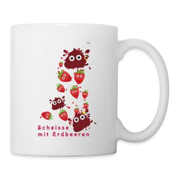Erdbeeren, Erdbeere, Farbe,scheisse mit Erdbeeren - Tasse - Weiß - Rechts