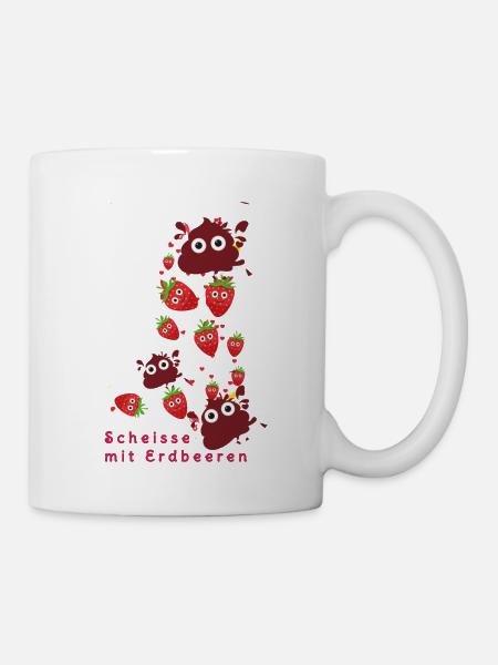 Erdbeeren, Erdbeere, Farbe,scheisse mit Erdbeeren - Tasse - Weiß