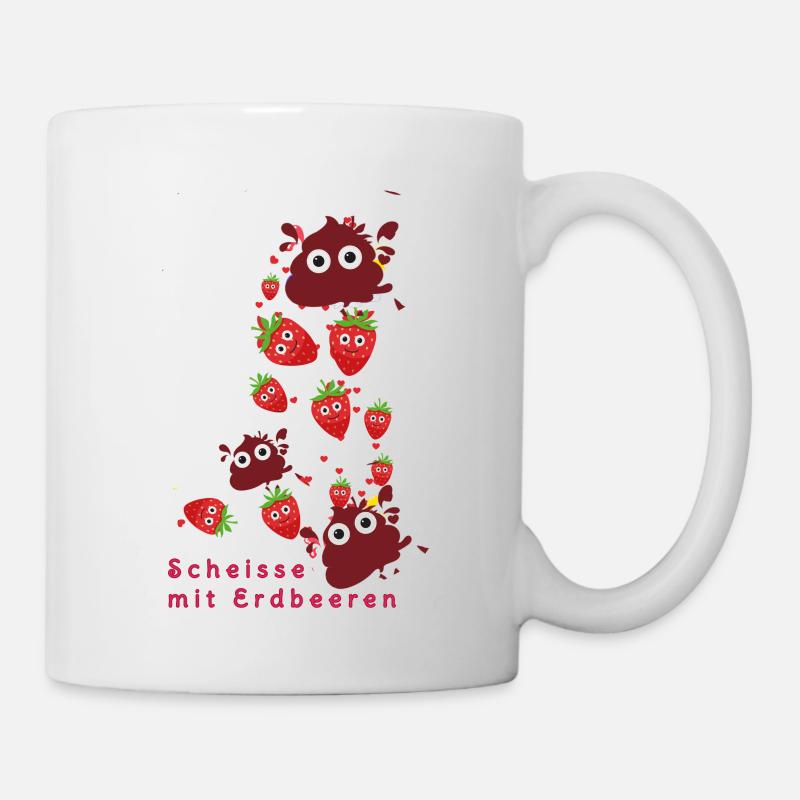 Erdbeeren, Erdbeere, Farbe,scheisse mit Erdbeeren - Tasse - Weiß