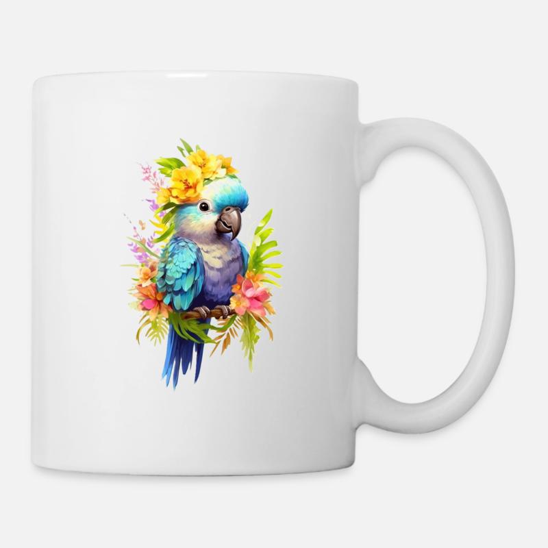 Blumenpapagei - Tasse - Weiß