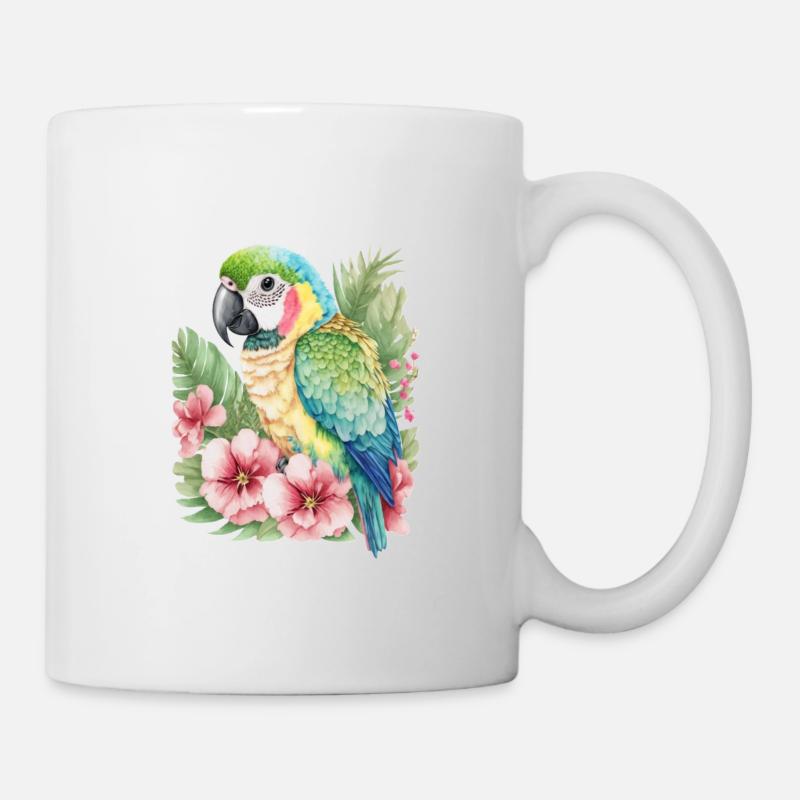 bunter Papagei - Tasse - Weiß