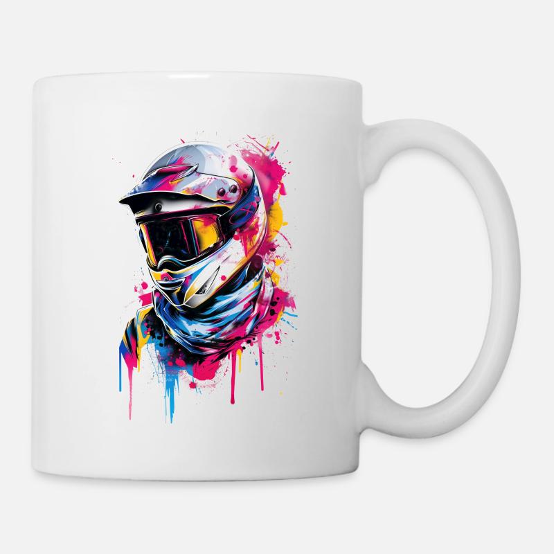 Urban Rider - Casque de moto graffiti coloré - Mug blanc - blanc