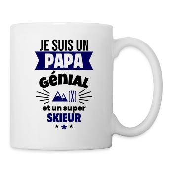 Papa génial & skieur – idée fête des pères - Mug blanc - blanc - Droite