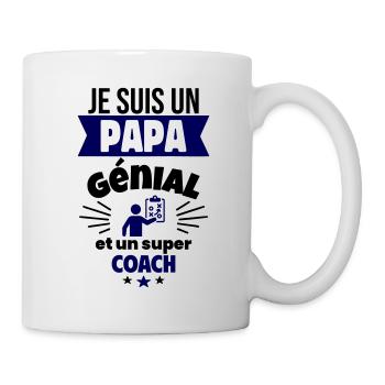 Papa génial & coach – idée fête des pères - Mug blanc - blanc - Droite