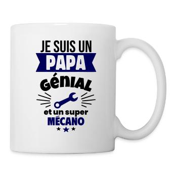 Papa génial & mécano – idée fête des pères - Mug blanc - blanc - Droite
