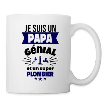 Papa génial & plombier – idée fête des pères - Mug blanc - blanc - Droite