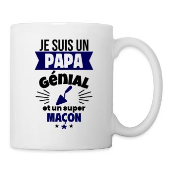 Papa génial & maçon – idée fête des pères - Mug blanc - blanc - Droite