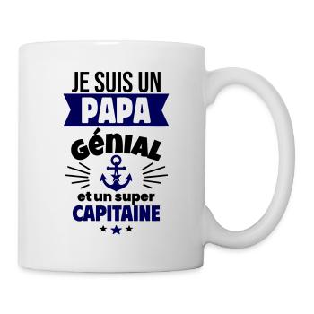 Papa génial & capitaine – idée fête des pères - Mug blanc - blanc - Droite