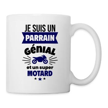 Parrain génial et super motard Moto Motard Humour - Mug blanc - blanc - Droite