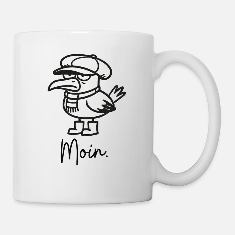 mürrische Möwe mit Mütze und Moin - Tasse - Weiß