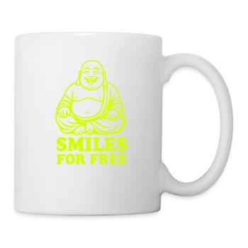 Neon Lachender Buddha auf Schwarz - Tasse - Weiß - Rechts
