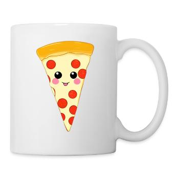 Illustration de la part de pizza Kawaii - Mug blanc - blanc - Droite